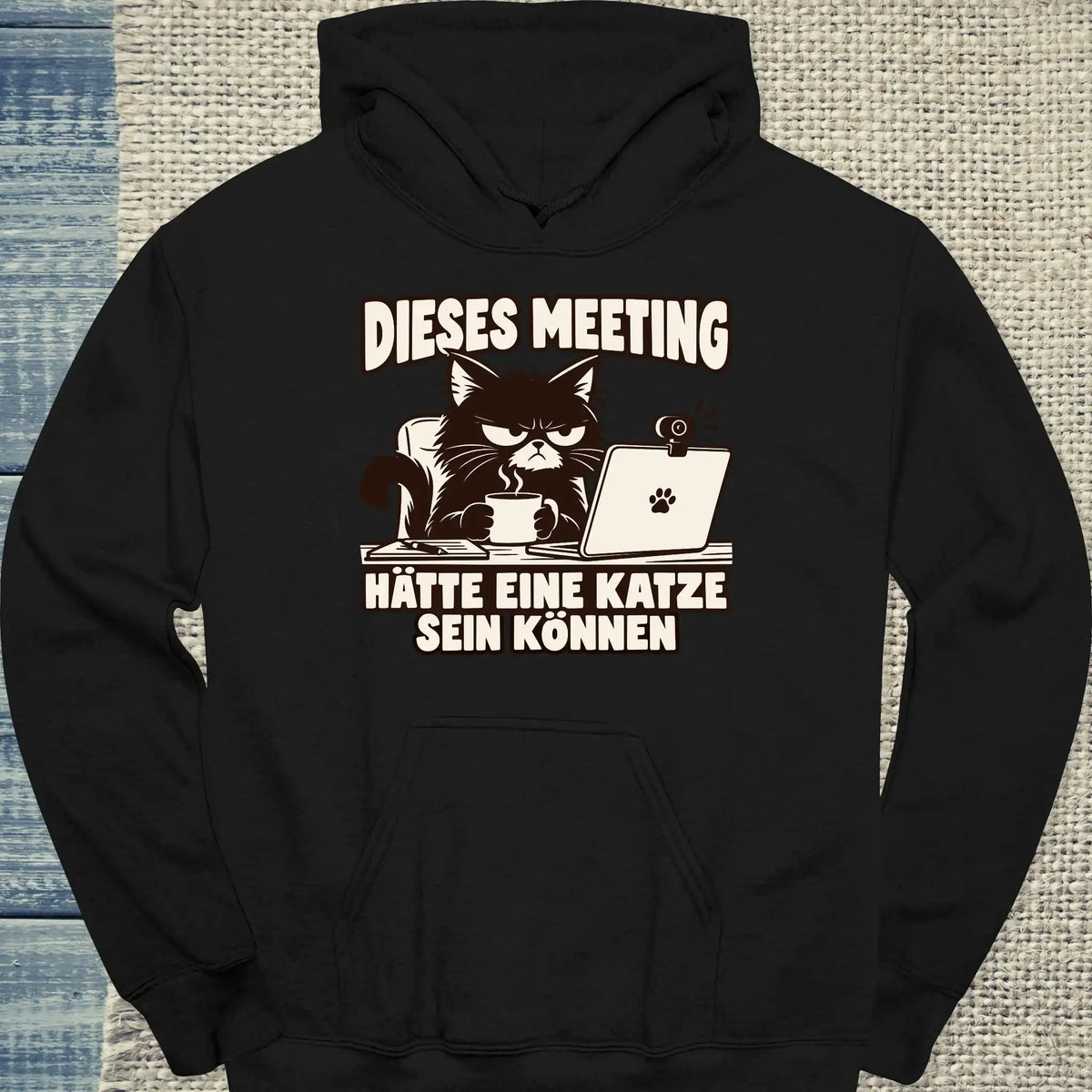 Hoodie - Dieses Meeting - Unisex - Katze Schwarz