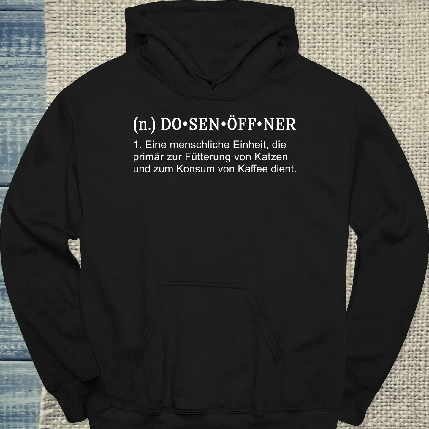Hoodie - Dosenöffner - Unisex - Katze & Kaffee Schwarz