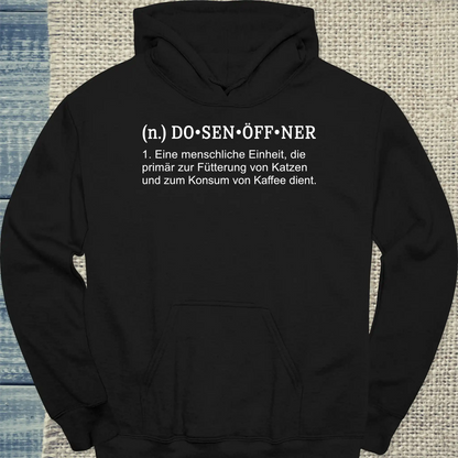 Hoodie - Dosenöffner - Unisex - Katze & Kaffee Schwarz