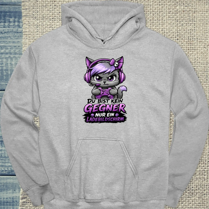 Hoodie - Du bist kein Gegner - Unisex - Katze Grau