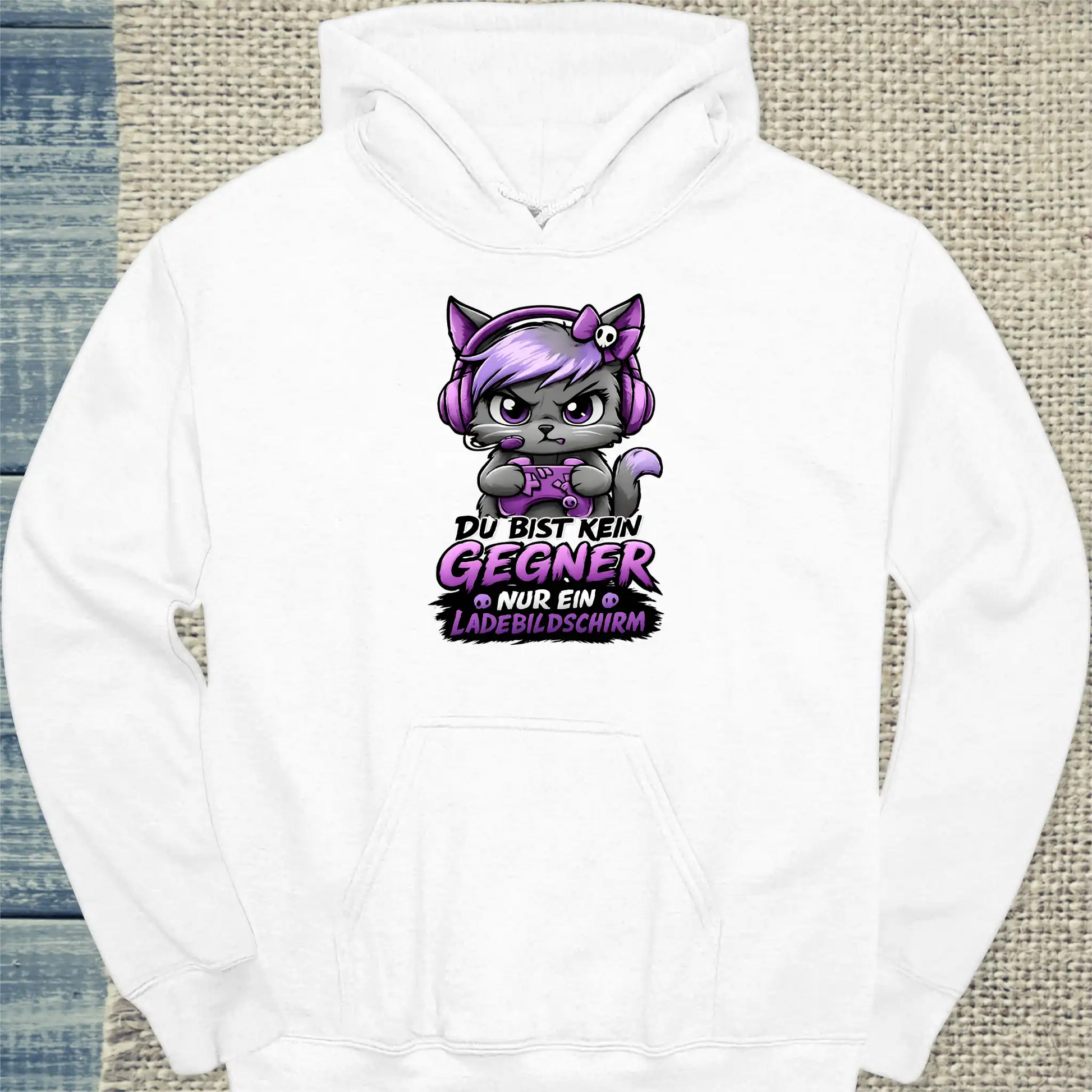 Hoodie - Du bist kein Gegner - Unisex - Katze Weiß