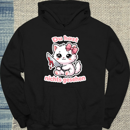 Hoodie - Du hast nichts gesehen - Unisex - Katze Schwarz