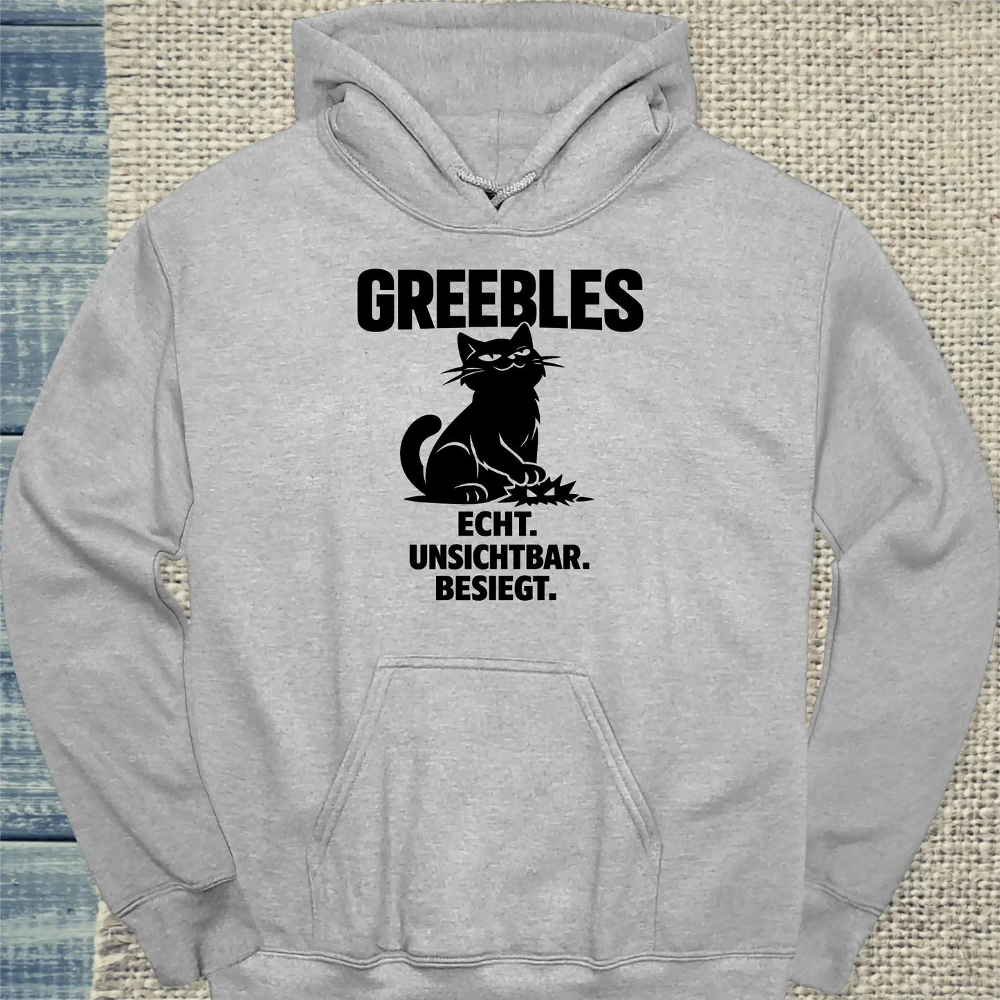 Hoodie - Echt. Unsichtbar. Besiegt. - Unisex - Katze Grau
