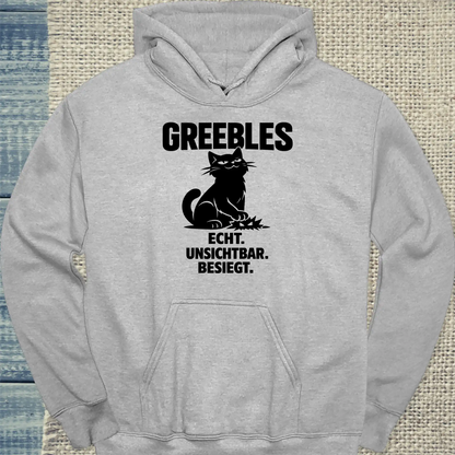 Hoodie - Echt. Unsichtbar. Besiegt. - Unisex - Katze Grau