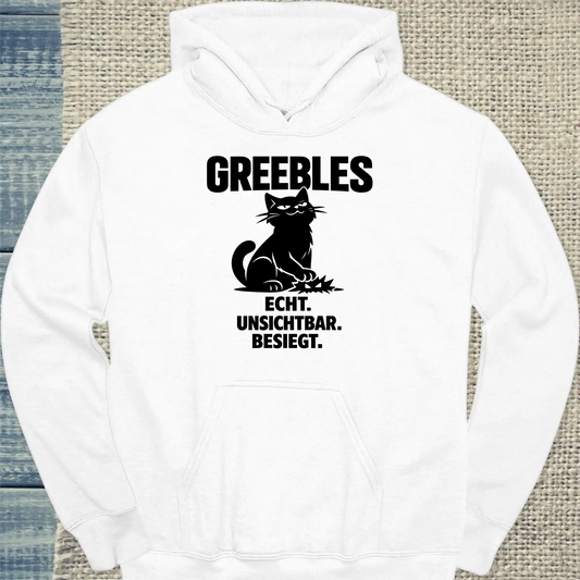 Hoodie - Echt. Unsichtbar. Besiegt. - Unisex - Katze Weiß