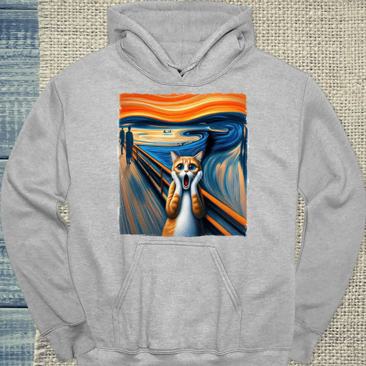 Hoodie - Edvard Munch - Schreiende Katze - Unisex - Katze Grau