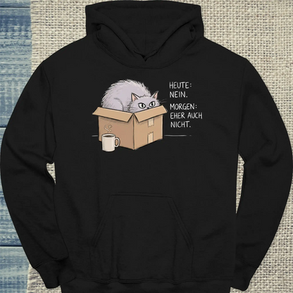 Hoodie - Eher auch nicht - Unisex - Katze & Kaffee Schwarz