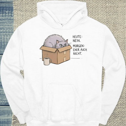 Hoodie - Eher auch nicht - Unisex - Katze & Kaffee Weiß