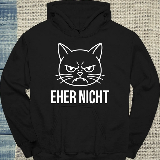 Hoodie - Eher Nicht - Unisex - Katze & Kaffee Schwarz