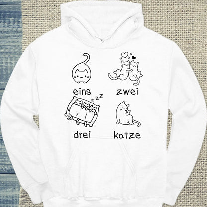 Hoodie - eins zwei drei katze zzz - Unisex - Katze Weiß