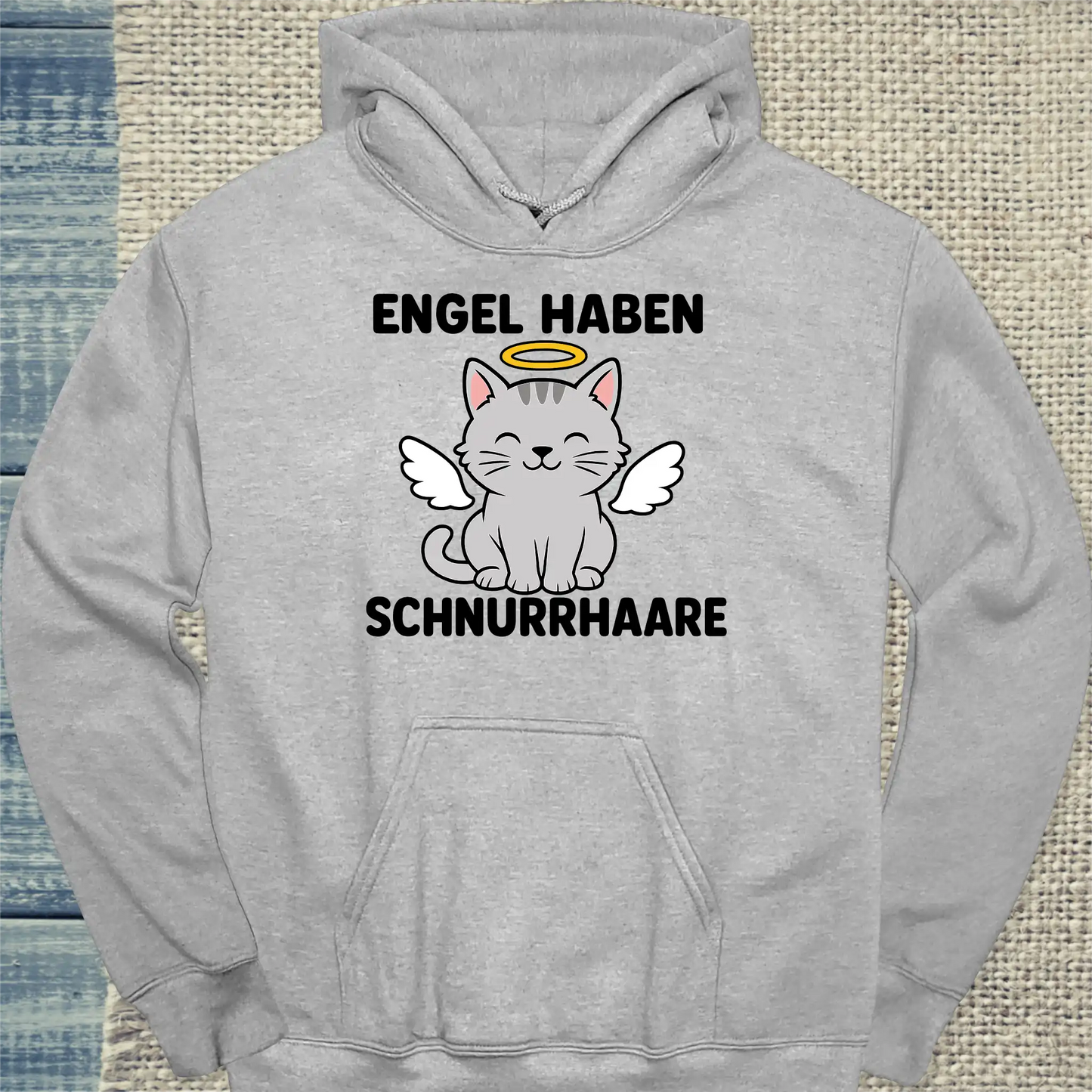 Hoodie - Engel haben Schnurrhaare - Unisex - Katze Grau