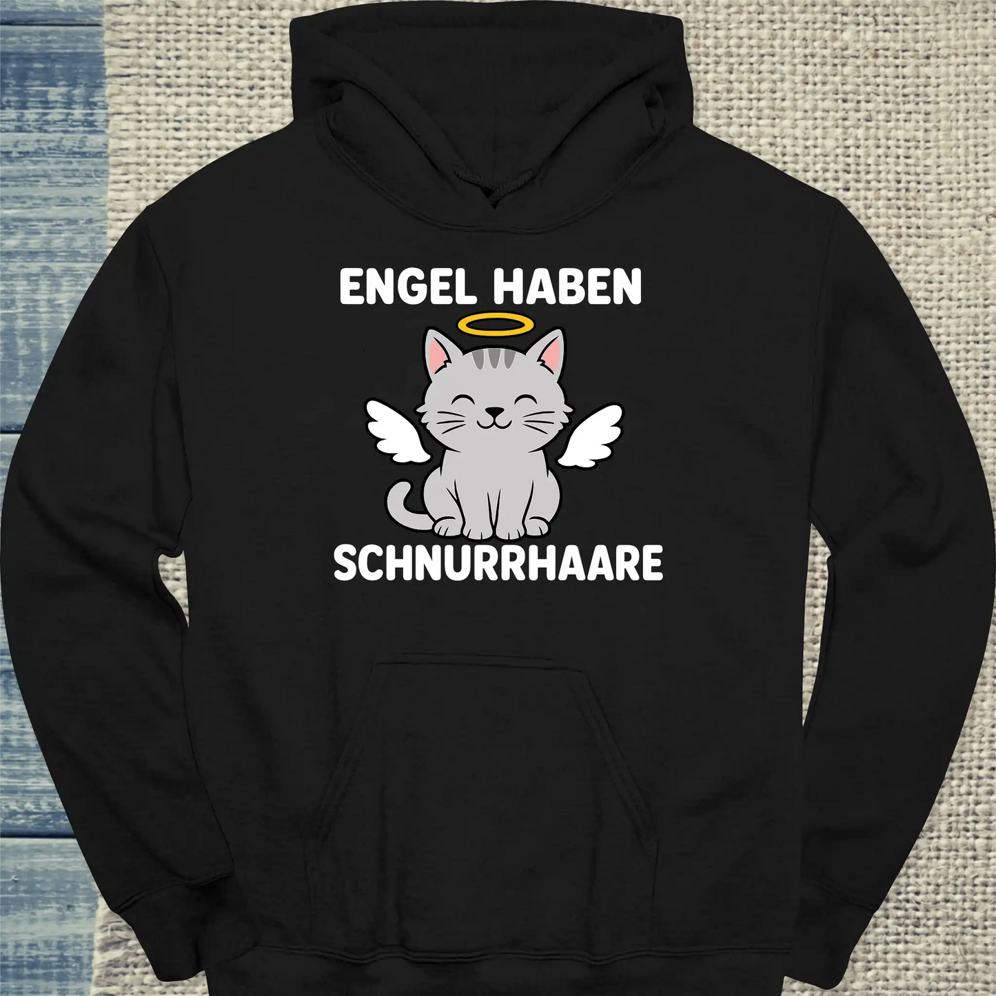 Hoodie - Engel haben Schnurrhaare - Unisex - Katze Schwarz