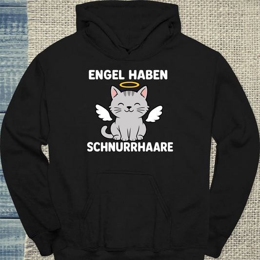 Hoodie - Engel haben Schnurrhaare - Unisex - Katze Schwarz