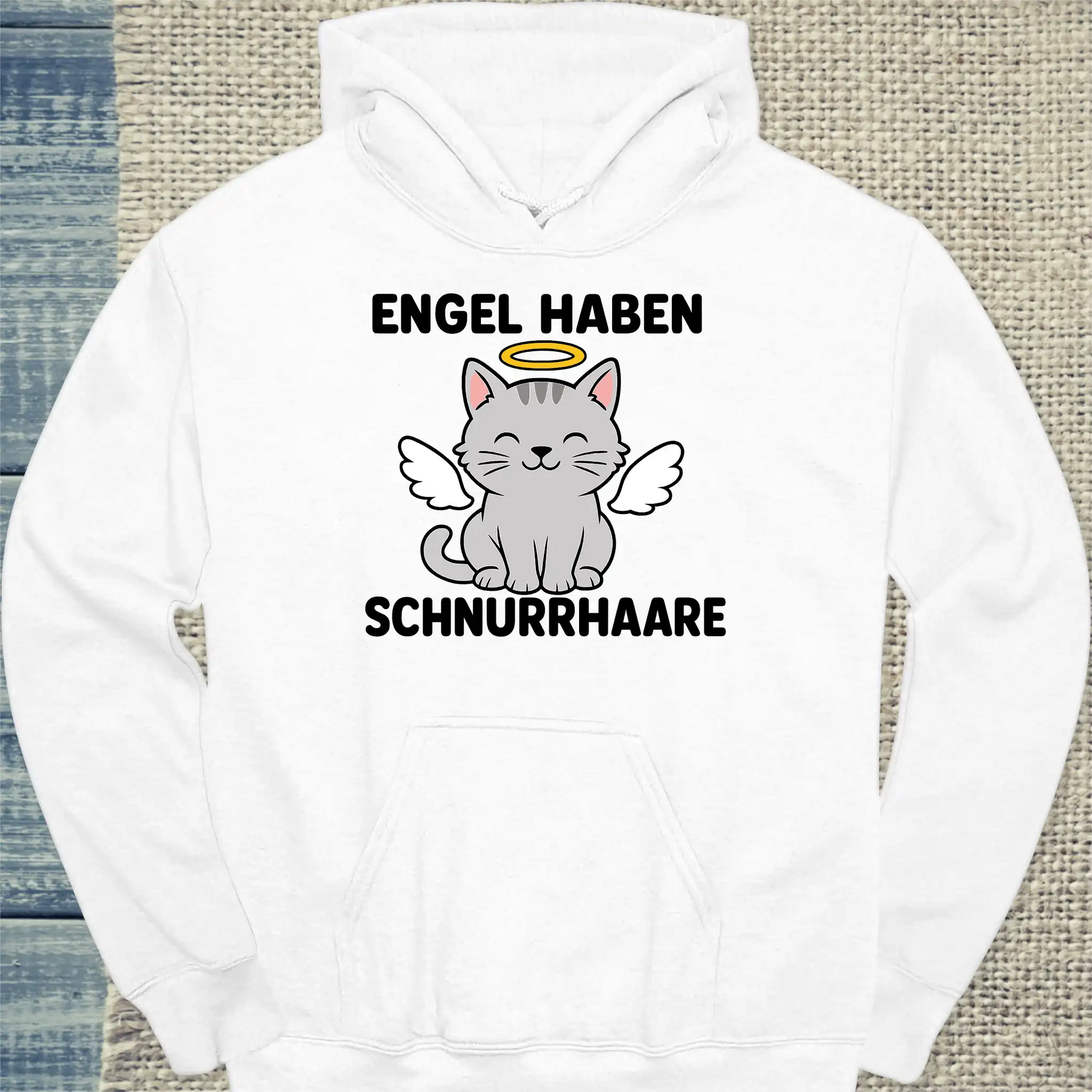 Hoodie - Engel haben Schnurrhaare - Unisex - Katze Weiß
