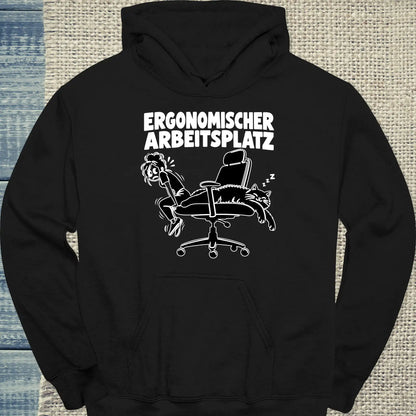 Hoodie - Ergonomischer Arbeitsplatz - Unisex - Katze Schwarz