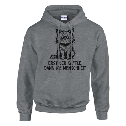 Hoodie - Erst der Kaffee, Dann die Menschheit - Unisex - Katze & Kaffee