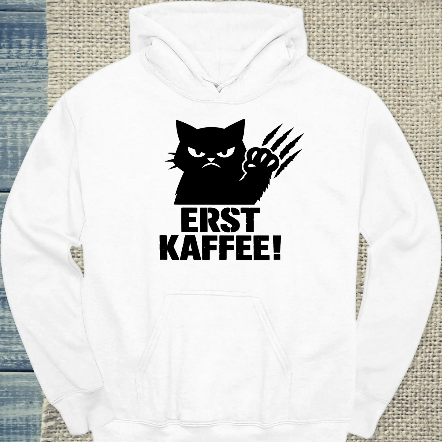 Hoodie - Erst Kaffee! - Unisex - Katze & Kaffee Weiß