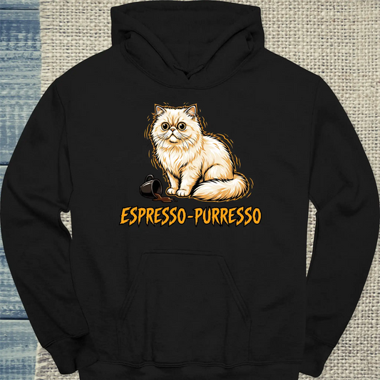 Hoodie - Espresso-Purresso - Unisex - Katze & Kaffee Schwarz
