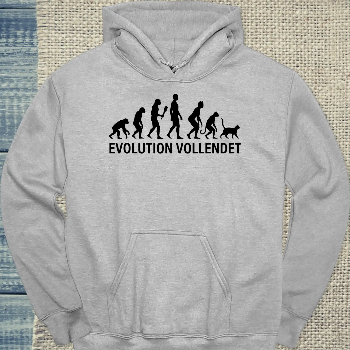 Hoodie - Evolution - Unisex - Katze Grau