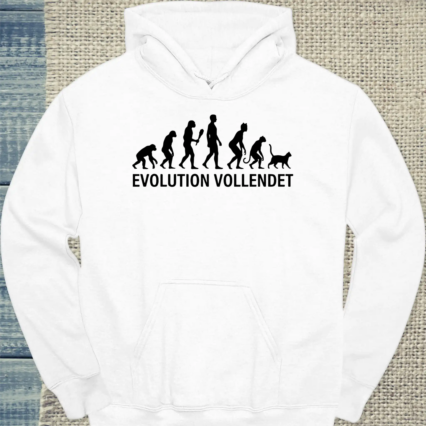 Hoodie - Evolution - Unisex - Katze Weiß