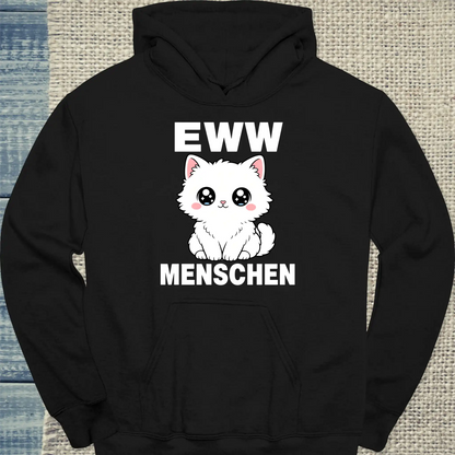 Hoodie - EWW MENSCHEN - Unisex - Katze & Kaffee Schwarz