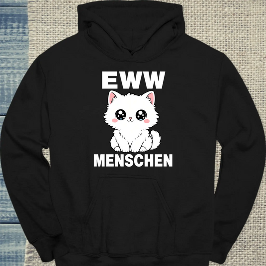 Hoodie - EWW MENSCHEN - Unisex - Katze & Kaffee Schwarz