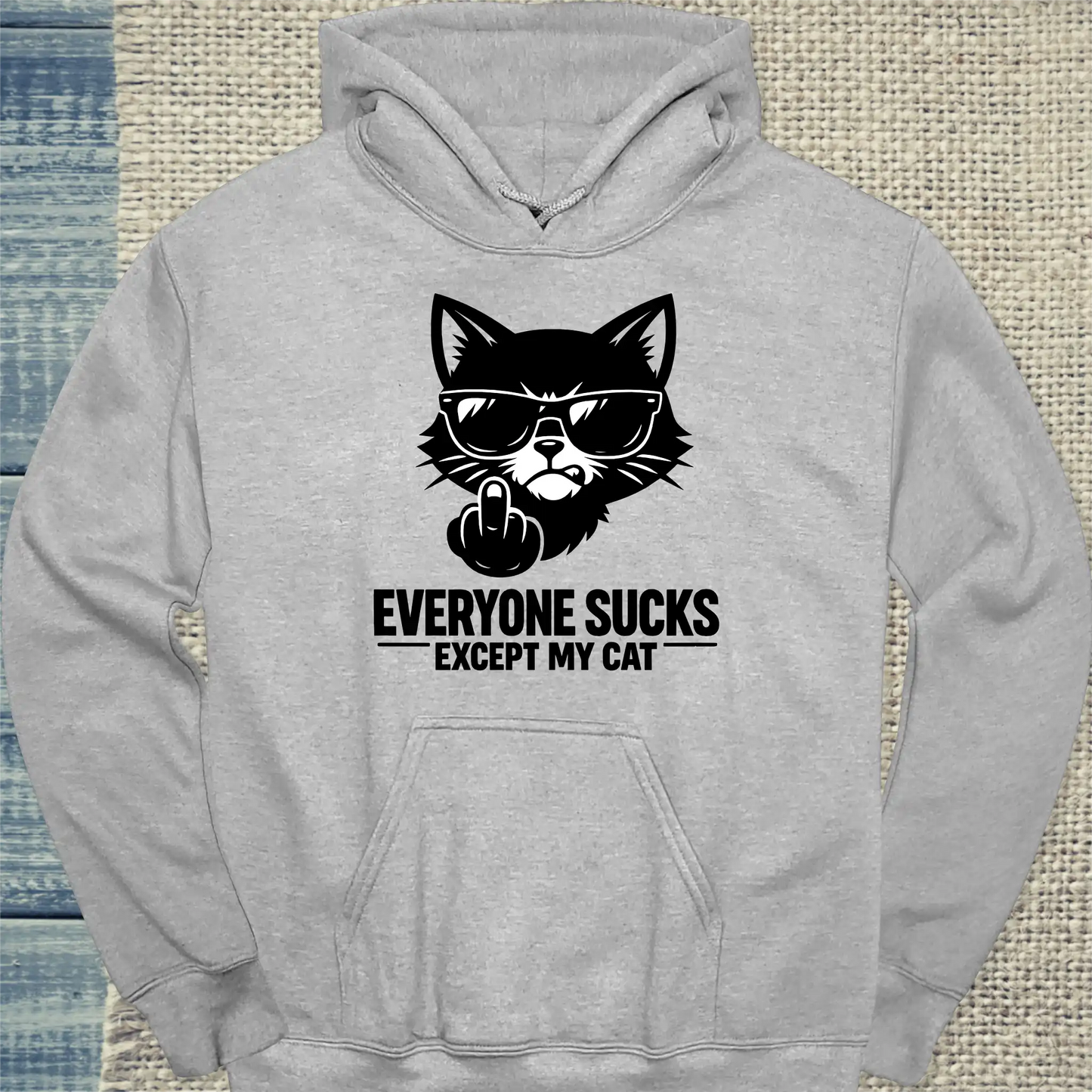 Hoodie - EXCEPT MY CAT - Unisex - Katze Grau