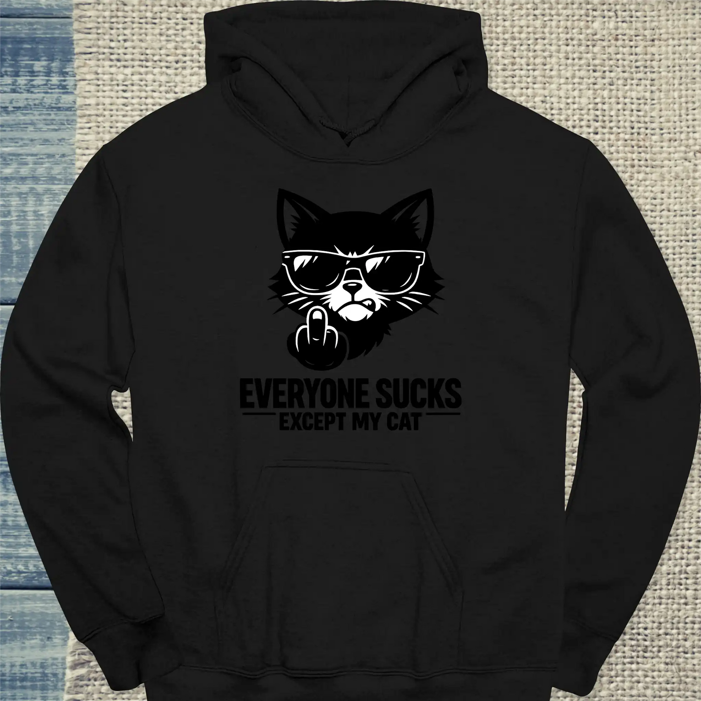 Hoodie - EXCEPT MY CAT - Unisex - Katze Schwarz