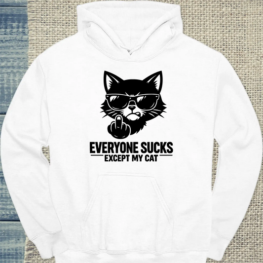 Hoodie - EXCEPT MY CAT - Unisex - Katze Weiß
