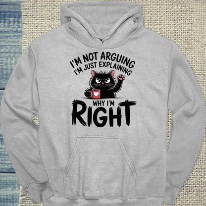Hoodie - Explaining Why I'm Right - Unisex - Katze & Kaffee Grau