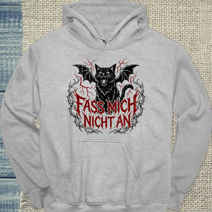 Hoodie - Fass mich nicht an - Unisex - Katze Grau