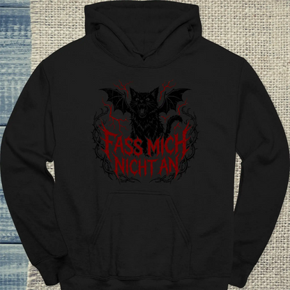 Hoodie - Fass mich nicht an - Unisex - Katze Schwarz