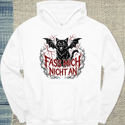 Hoodie - Fass mich nicht an - Unisex - Katze Weiß