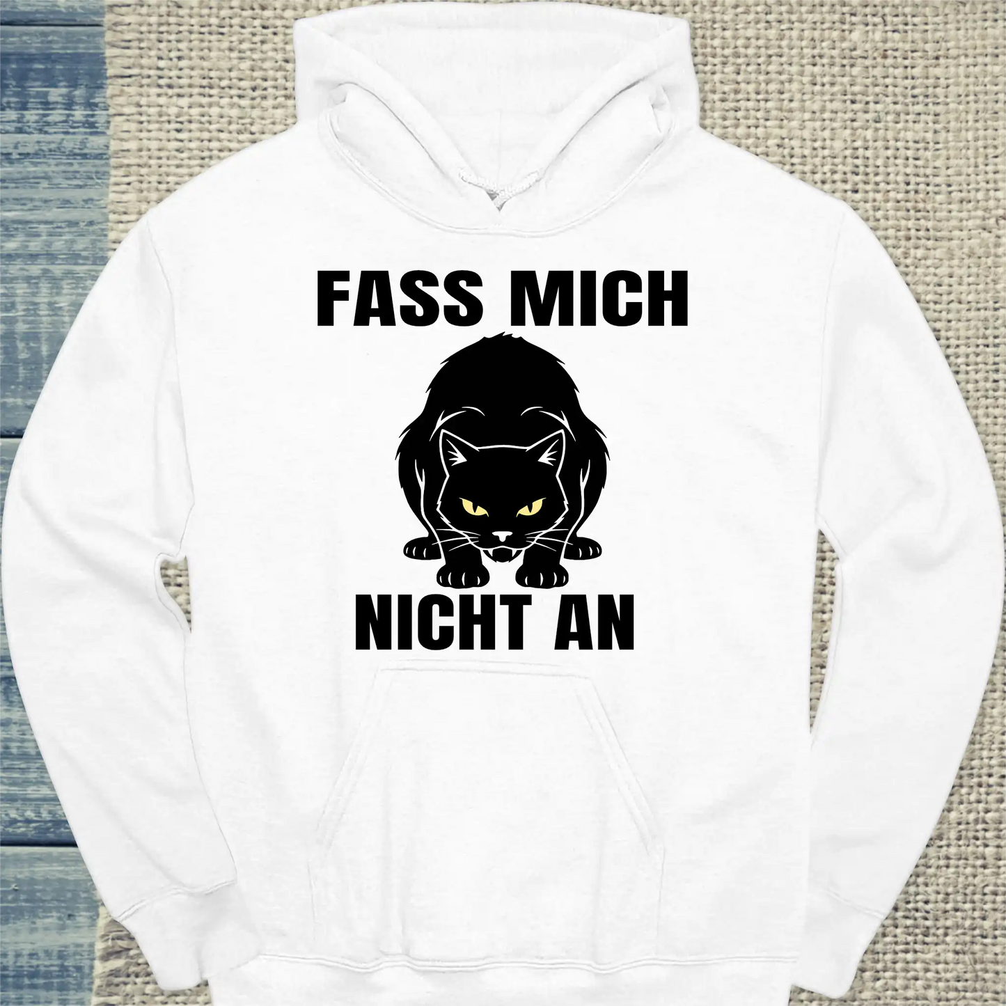 Hoodie - Fass mich nicht an - Unisex - Katze Weiß
