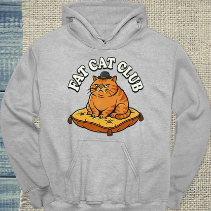 Hoodie - Fat Cat Club - Unisex - Katze Grau