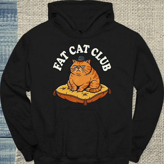 Hoodie - Fat Cat Club - Unisex - Katze Schwarz