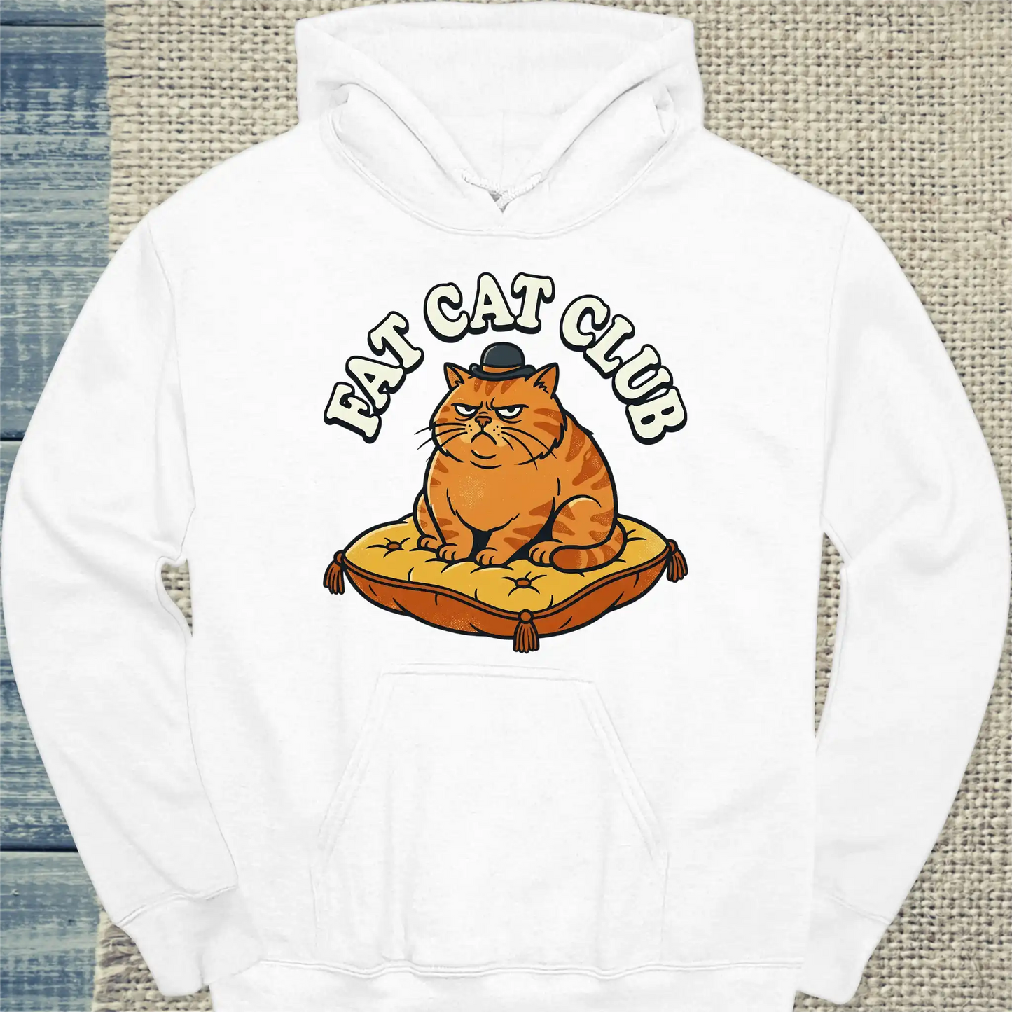 Hoodie - Fat Cat Club - Unisex - Katze Weiß