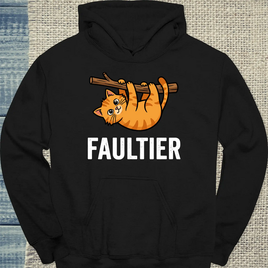 Hoodie - Faultier - Unisex - Katze & Kaffee Schwarz