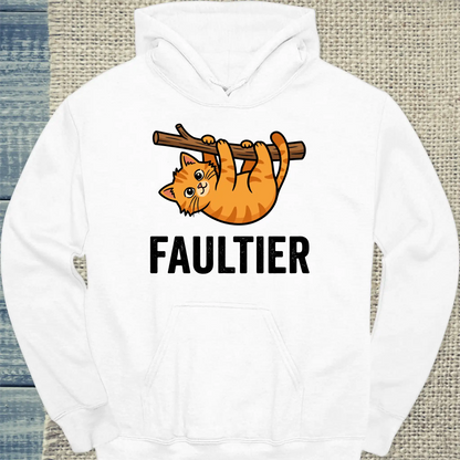 Hoodie - Faultier - Unisex - Katze & Kaffee Weiß