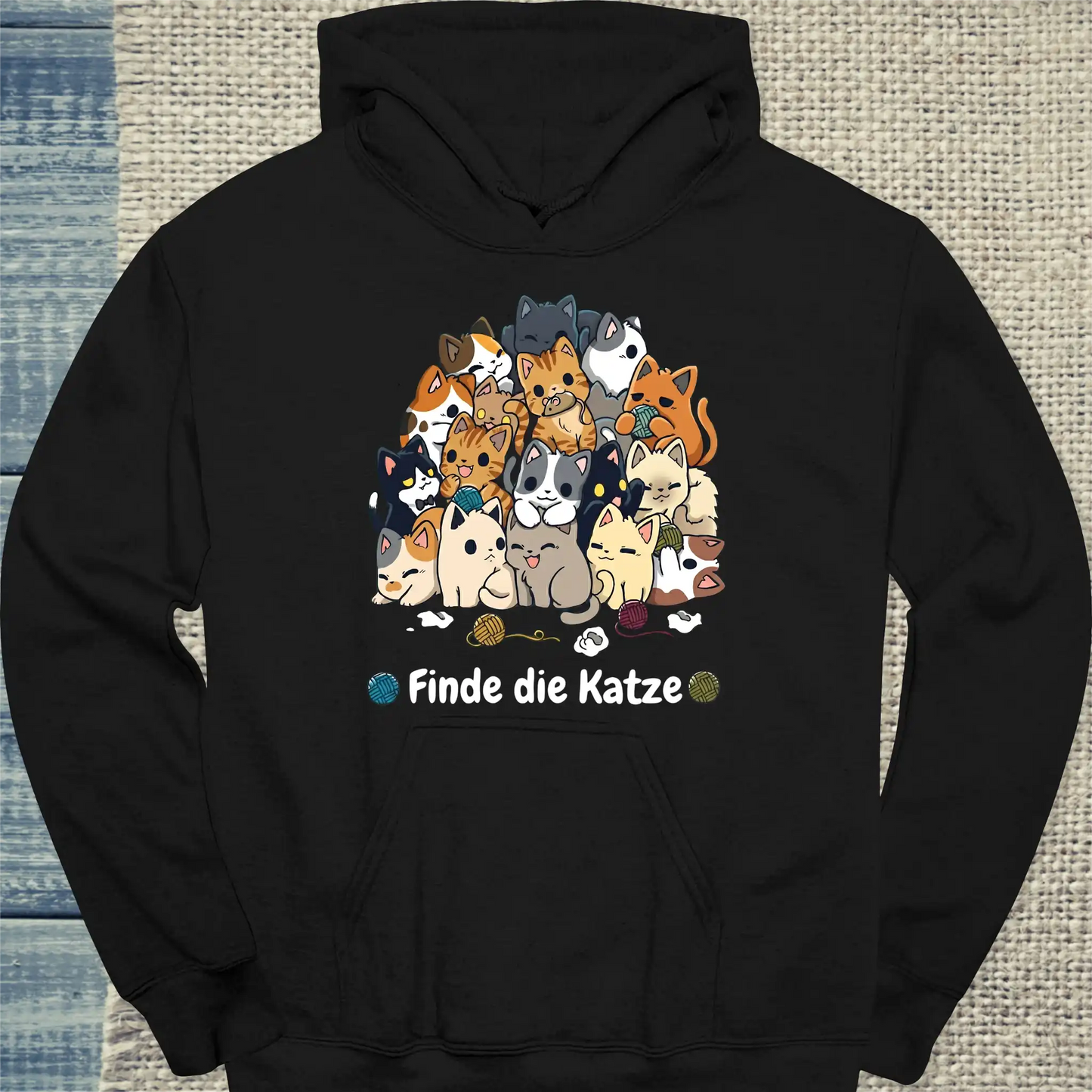 Hoodie - Finde die Katze - Unisex - Katze Schwarz
