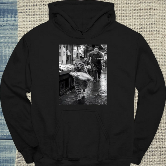 Hoodie - Fischdieb - Unisex - Katze Schwarz