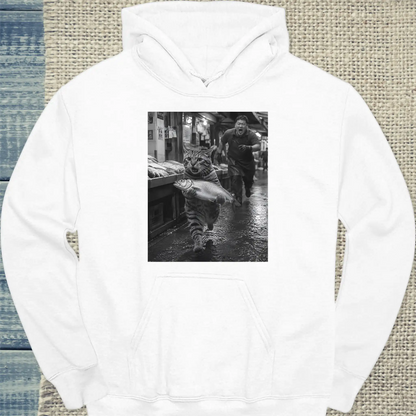 Hoodie - Fischdieb - Unisex - Katze Weiß
