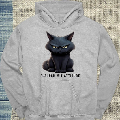 Hoodie - Flausch mit Attitüde - Unisex - Katze Grau
