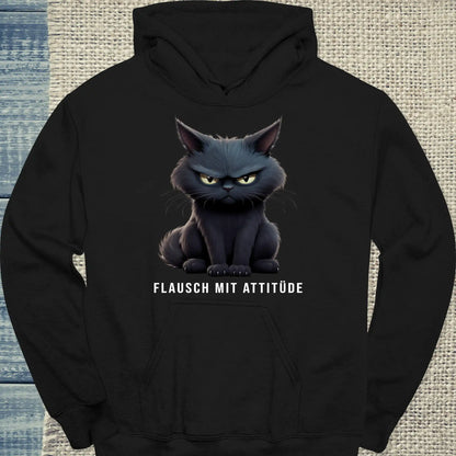 Hoodie - Flausch mit Attitüde - Unisex - Katze Schwarz