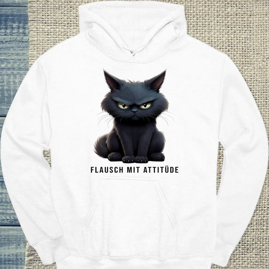 Hoodie - Flausch mit Attitüde - Unisex - Katze Weiß
