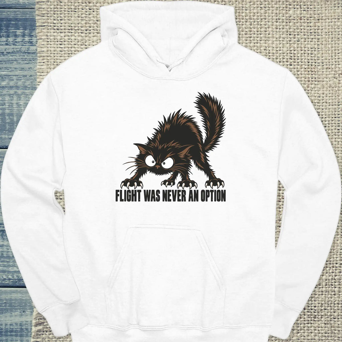 Hoodie - Flight was never an option - Unisex - Katze Weiß