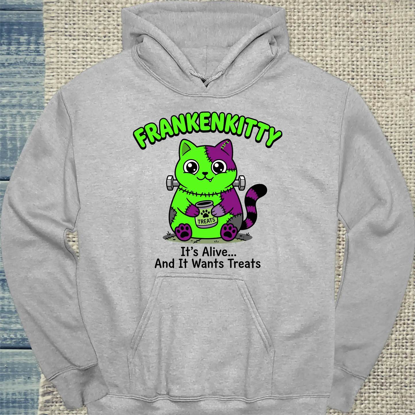 Hoodie - Frankenkitty - Unisex - Katze Grau
