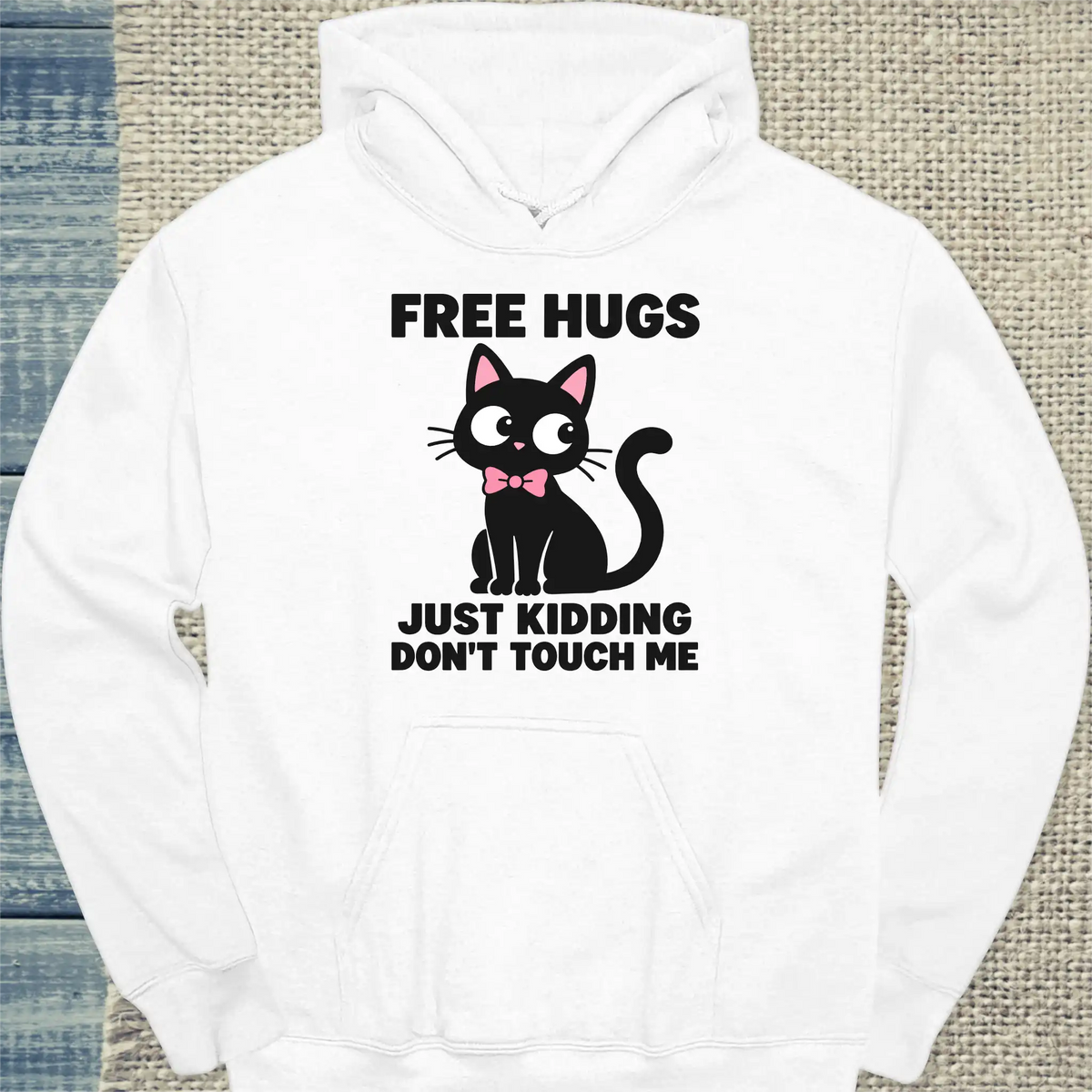 Hoodie - Free Hugs - Unisex - Katze Weiß