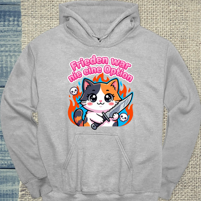 Hoodie - Frieden war nie eine Option - Unisex - Katze Grau