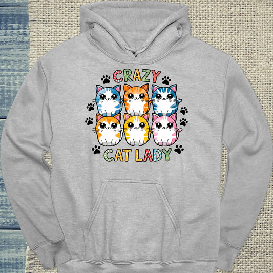 Grau - Unisex Premium Hoodie "Für die Crazy Cat Lady" Baumwolle. In Schwarz, Weiß und Grau. S-5XL. Kaffee, Cat Lady